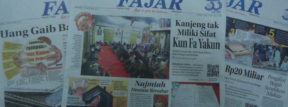 Menjadi berita utama di media lokal, harian FAJAR.